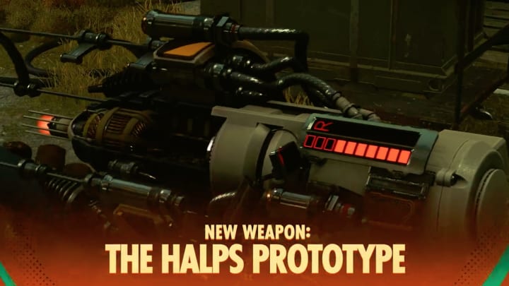 El Arma Prototipo Halps fue añadida a Deathloop en la actualización de Goldenloop. El Arma Prototipo Halps fue añadida a Deathloop en la actualización de Goldenloop.